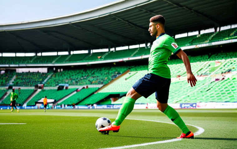 A professional male football midfielder, fully clothed in a modest, appropriate football kit, executing a precise low through pass on a vibrant green stadium pitch during a daytime match. The player's posture shows intense focus and dynamic motion, with the ball sharply defined as it travels past reacting defenders. The background features blurred stadium seating and clear skies, emphasizing the on-field action. Perfect anatomy, correct proportions, natural pose, well-formed hands, proper finger count, natural body proportions. Professional sports photography, high quality, cinematic lighting, safe for work, appropriate content, professional, family-friendly.