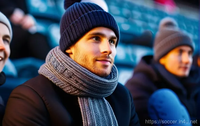 축구 경기 날씨에 따른 준비물 - Layered Clothing for Unpredictable Stadium Weather**
A vibrant, wide-angle shot capturing a person, ...