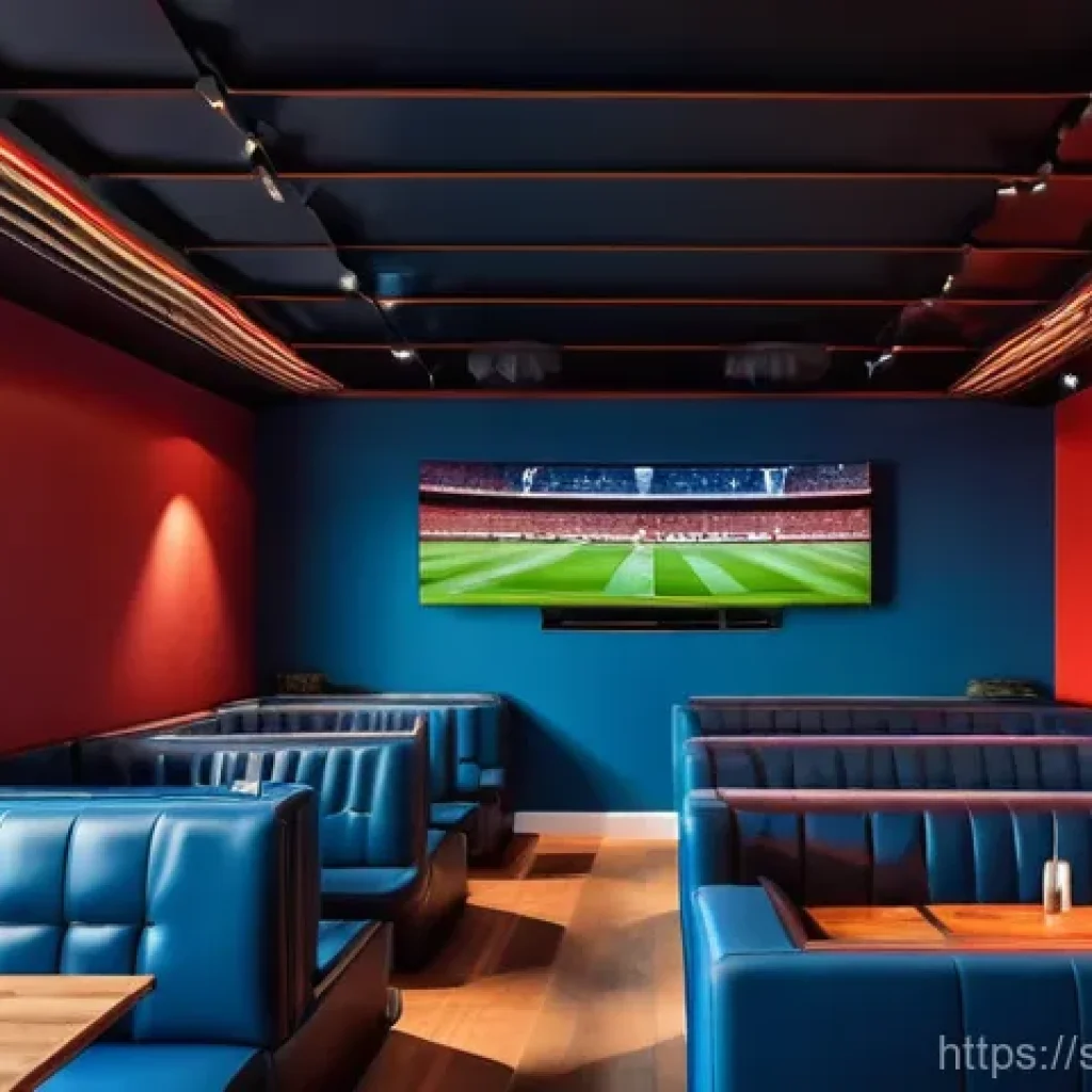 축구 카페 운영 팁 - **Vibrant Matchday Atmosphere at a Football Cafe:** A diverse group of football fans, ranging from y...