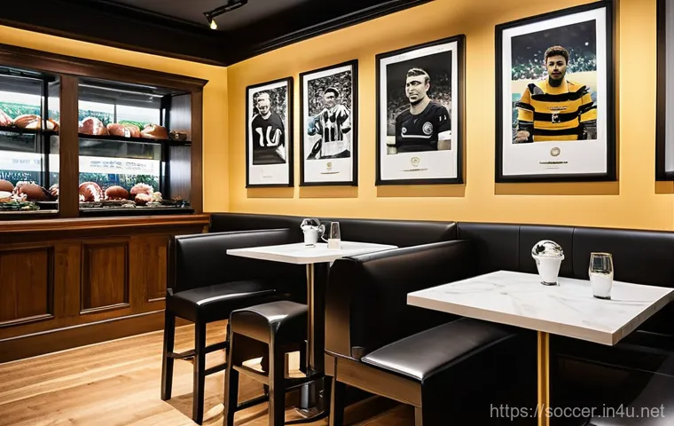 축구 카페 운영 팁 - **Vibrant Matchday Atmosphere at a Football Cafe:** A diverse group of football fans, ranging from y...