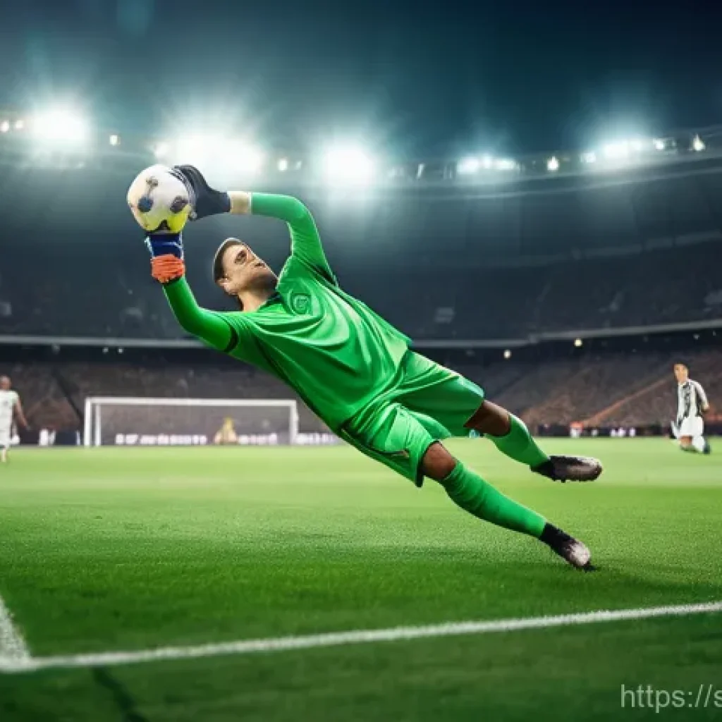 축구 포지션별 특징 - **Prompt 1: Dynamic Goalkeeper Save in a Modern Stadium**
A male soccer goalkeeper, wearing a fu...
