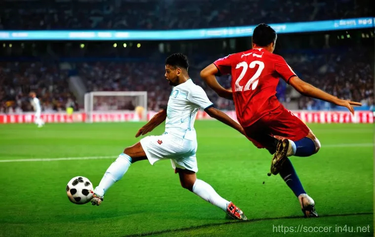 축구 포지션별 특징 - **Prompt 2: Midfield Orchestration and Winger's Dribble**
In the mid-ground, a male central midf... 축구 포지션별 특징 - **Prompt 2: Midfield Orchestration and Winger's Dribble**
In the mid-ground, a male central midf...