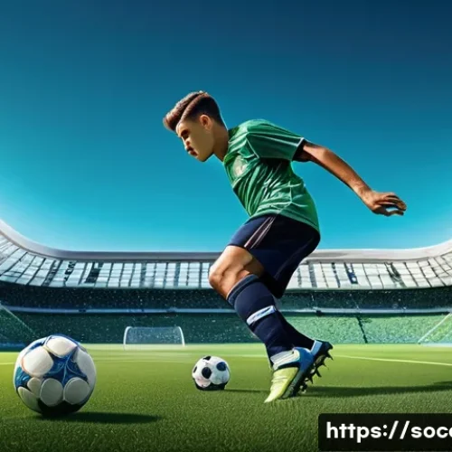 Home 28 축구 슈팅 정확도 높이는 법 - **Image Prompt 1: Precision Training - Goal within a Goal**
"A determined male soccer player, ag...